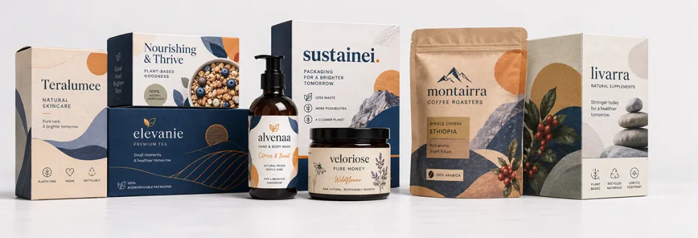 Verschieden nachhaltige Produktverpackungen Verschieden nachhaltige Produktverpackungen