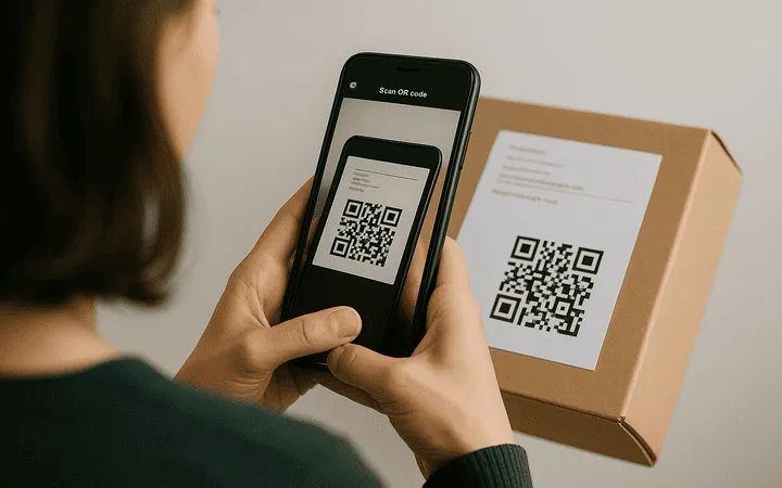 QR Code auf Paket scannen QR Code auf Paket scannen