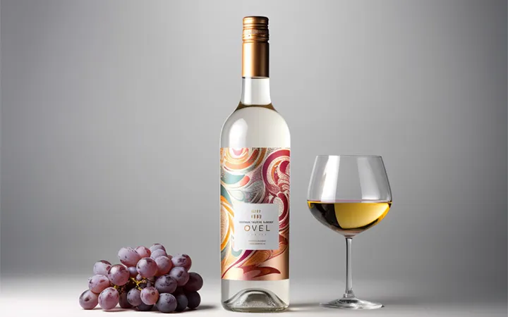 Bottiglia di vino con etichetta in pellicola