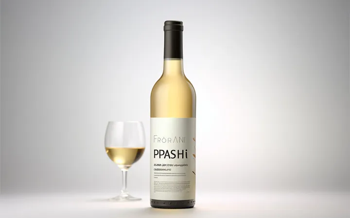 Bottiglia di vino con etichetta di carta