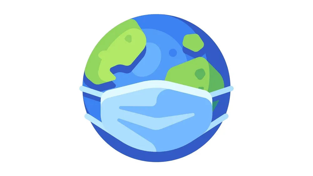 Planet Erde mit Gesichtsmaske