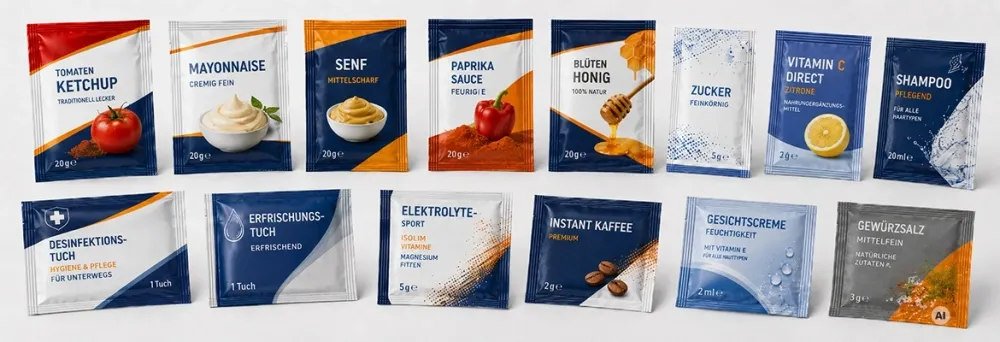 Verschiedene Sachets bedruckt Verschiedene Sachets bedruckt