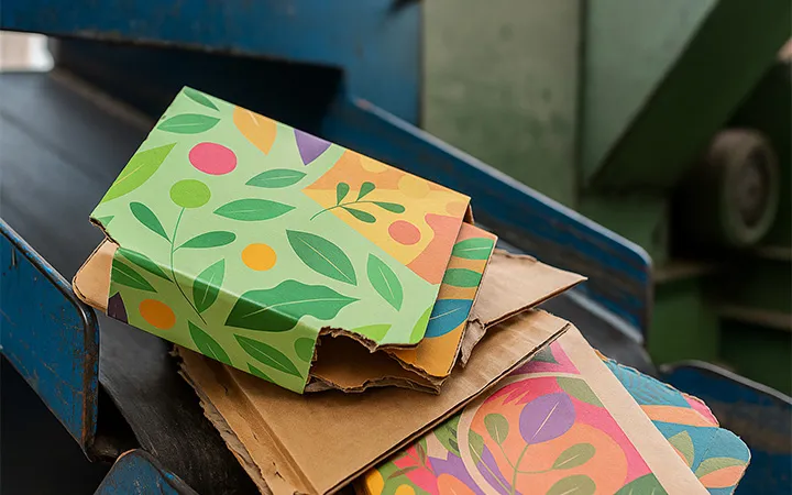Bedruckte und veredelte Wellpappe recyceln