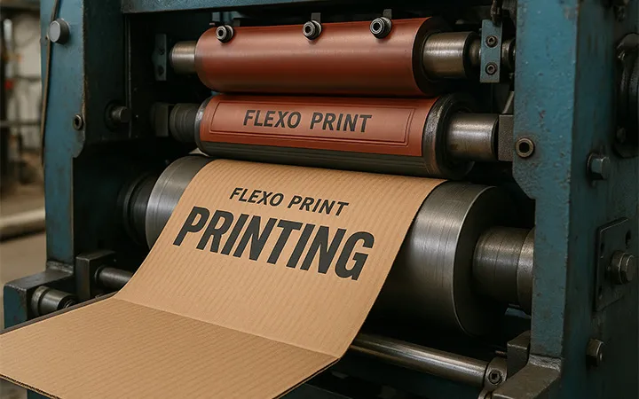 Flexodruck von Wellpappe 