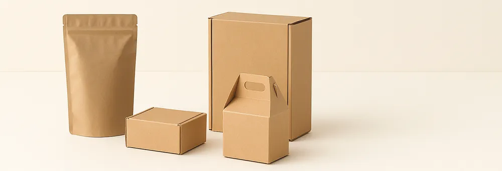 various packaging made from brown cardboard