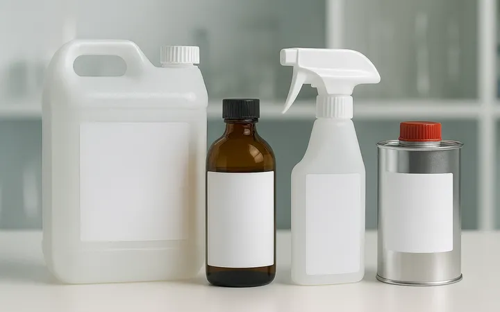chemical products with labels