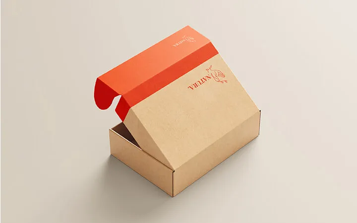 brown cardboard box with hinged lid