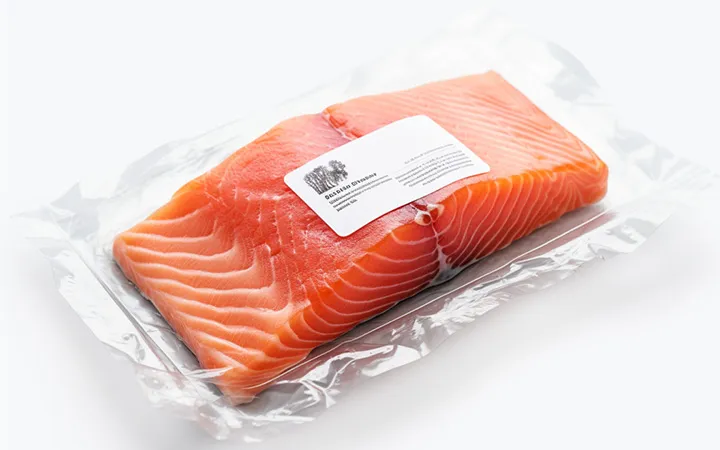 Salmone confezionato con etichetta