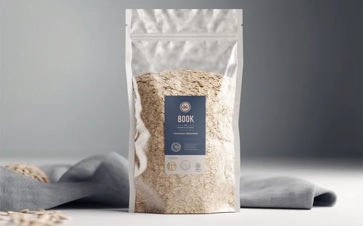 Etichetta in pellicola su una confezione di farina d'avena