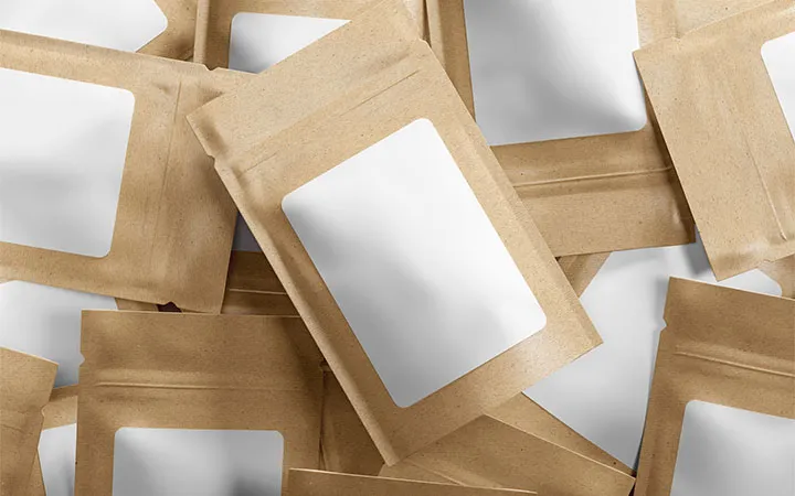 Doypack in carta kraft con etichetta