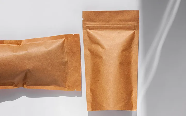 Doypack in carta kraft con chiusura a pressione