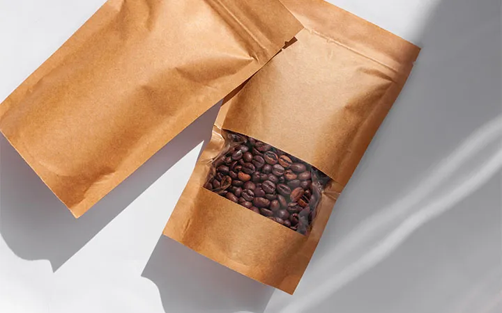 Doypack in carta kraft con e senza finestra per caffè
