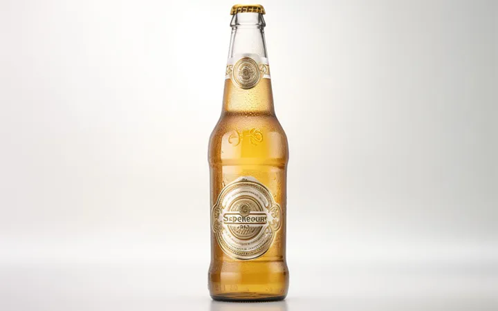 Bottiglia di birra con etichetta in pellicola