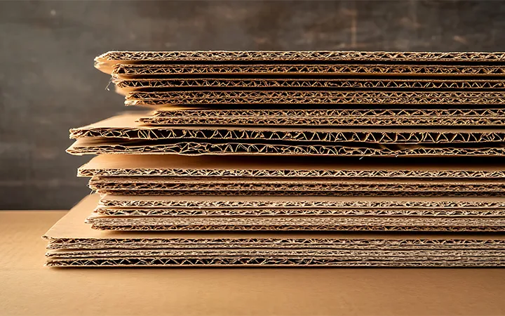 Verschiedene Wellpappe Materialien
