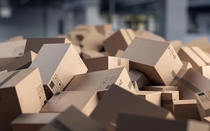 Versandkartons auf einem Haufen Versandkartons auf einem Haufen