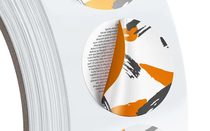 Printed sandwich label in round shape